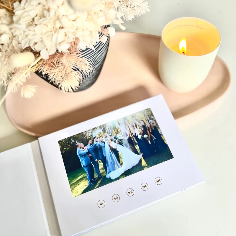 7Inch IPS screen Linen-Bound Digital Video Book Album Wedding  Memories Motion Video Book