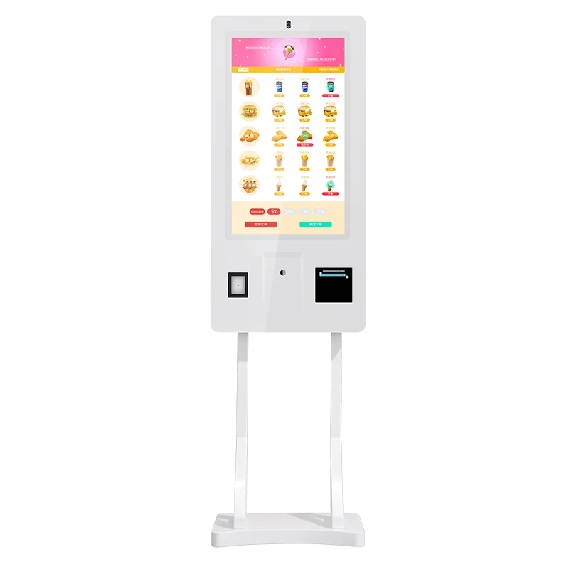 Cheap 32 inch strand capacitive touch screen barcode scanner with Thermal Printer self service kiosk