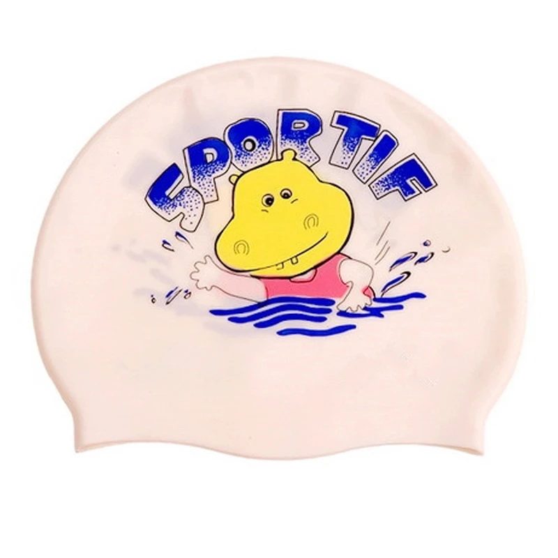 Kids Swim Cap High Elastic Waterproof Swim Bath Cap Cute Cartoon Style Swim Hat for Boys and Girls
