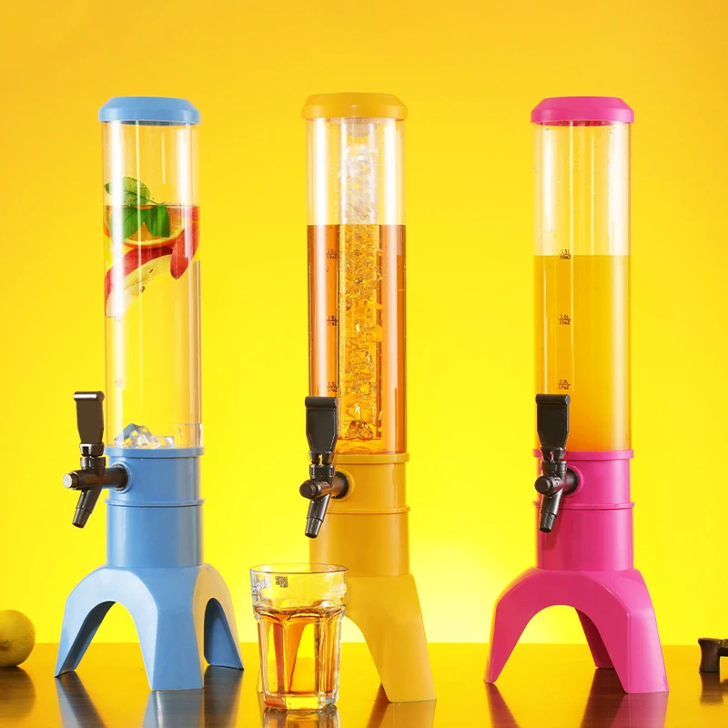 1.5L/3L Drinking Beverage Beer Tower bar Creative Beer Dispenser Bucket Plastic Beer Cylinder Tower with Led Light and Icicle
