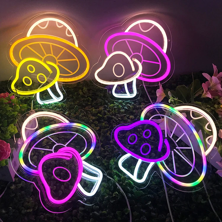 High Quality Customization Mushroom Anti Scratch Acrylic Board Flex Lamp LED Neon Light Sign