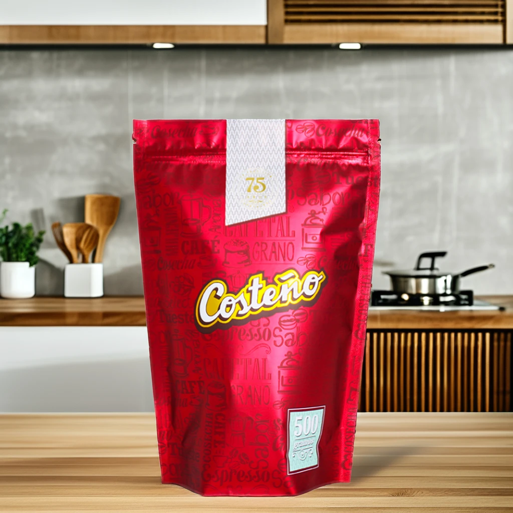Custom Coffee Bags Eco-Friendly 250g Resealable Stand Up Coffee Packaging With Valve For Coffee