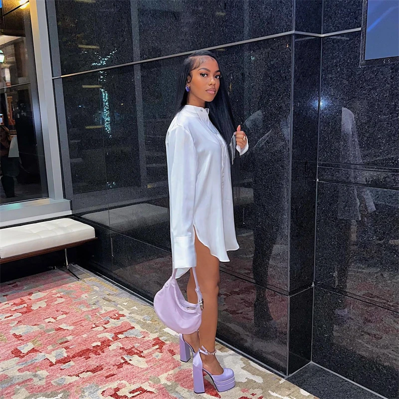 quality performance women casual oversize white long sleeve button down collar shirt mini dress shirt women for women dress 2024