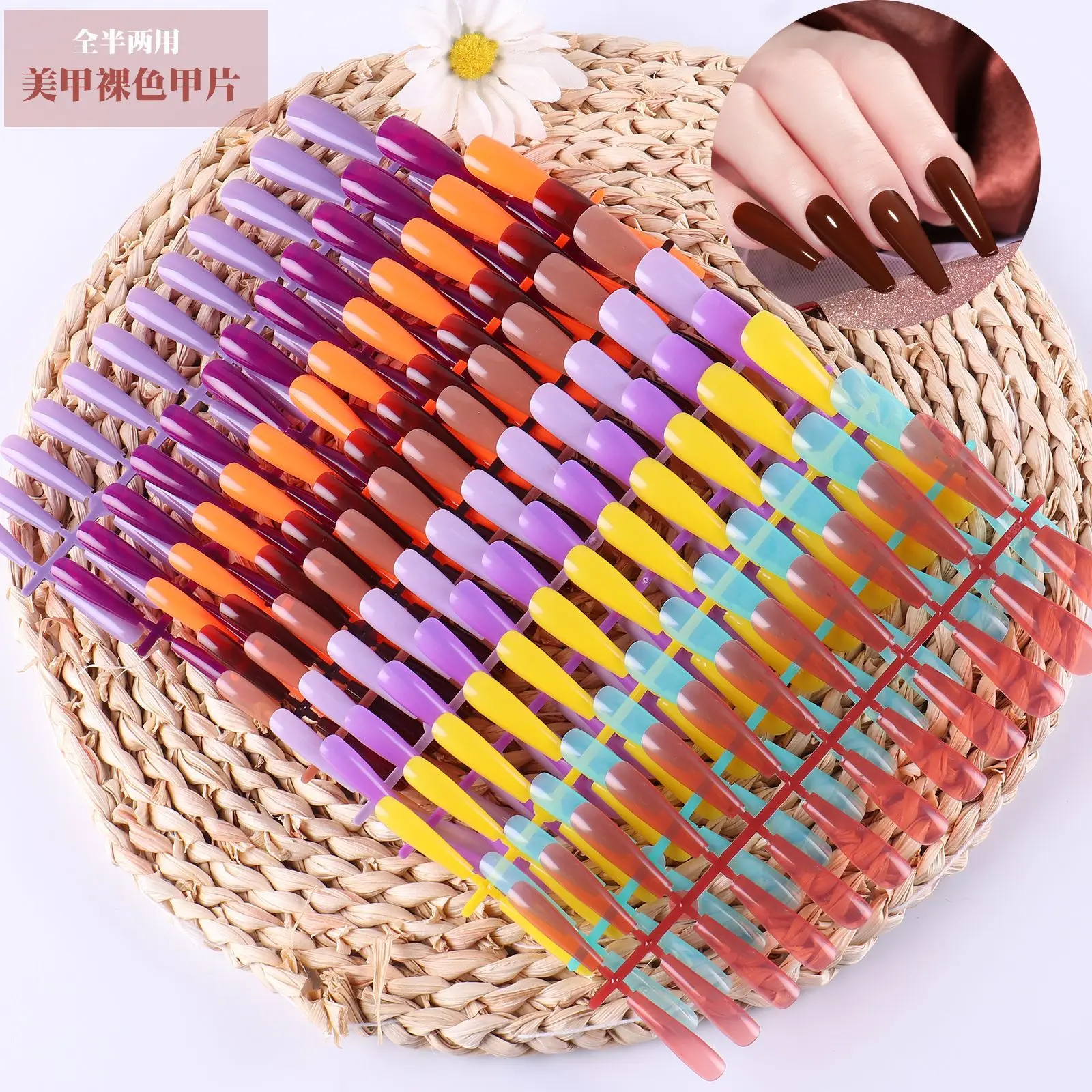 New Arrival Ballerina Artificial Fingernails Long Press-On Nails Black White Red Blue Women Pure Color Fake False Nail Tips