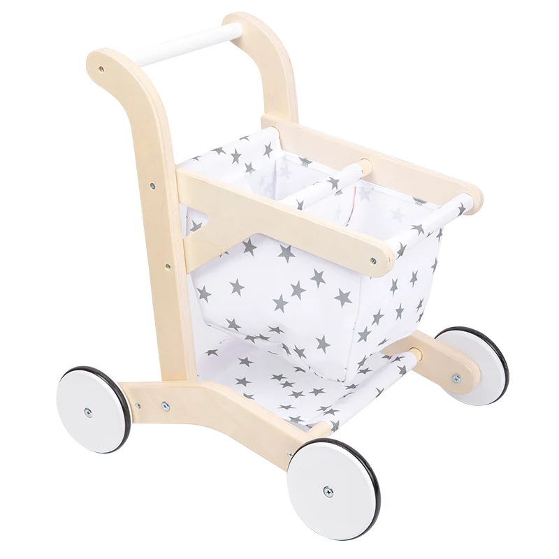 Детская деревянная тележка для покупок