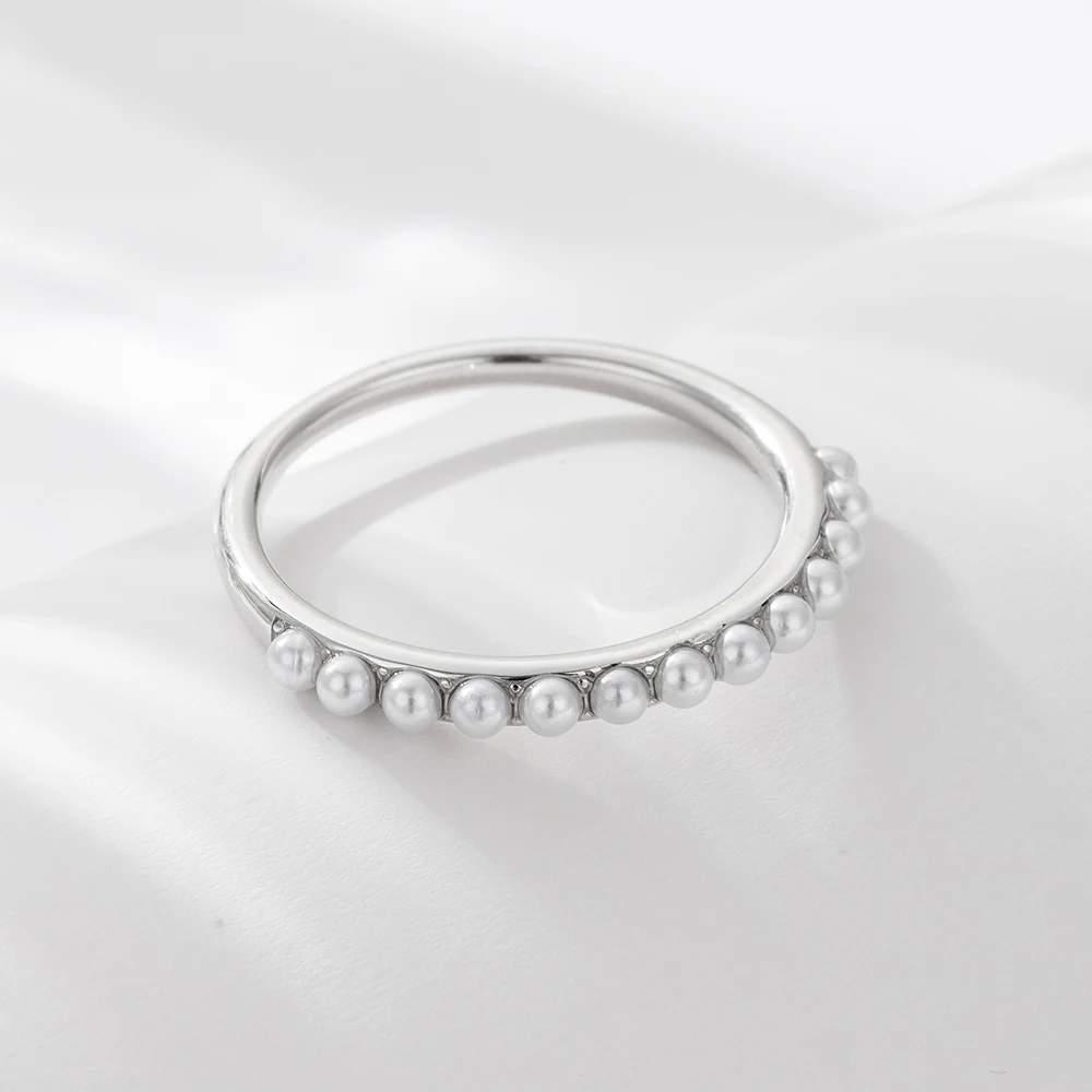 Fashion Simple Freshwater Pearl Ring Dainty S925 Sterling Silver Baroque Pearl Ring for Women Gifts