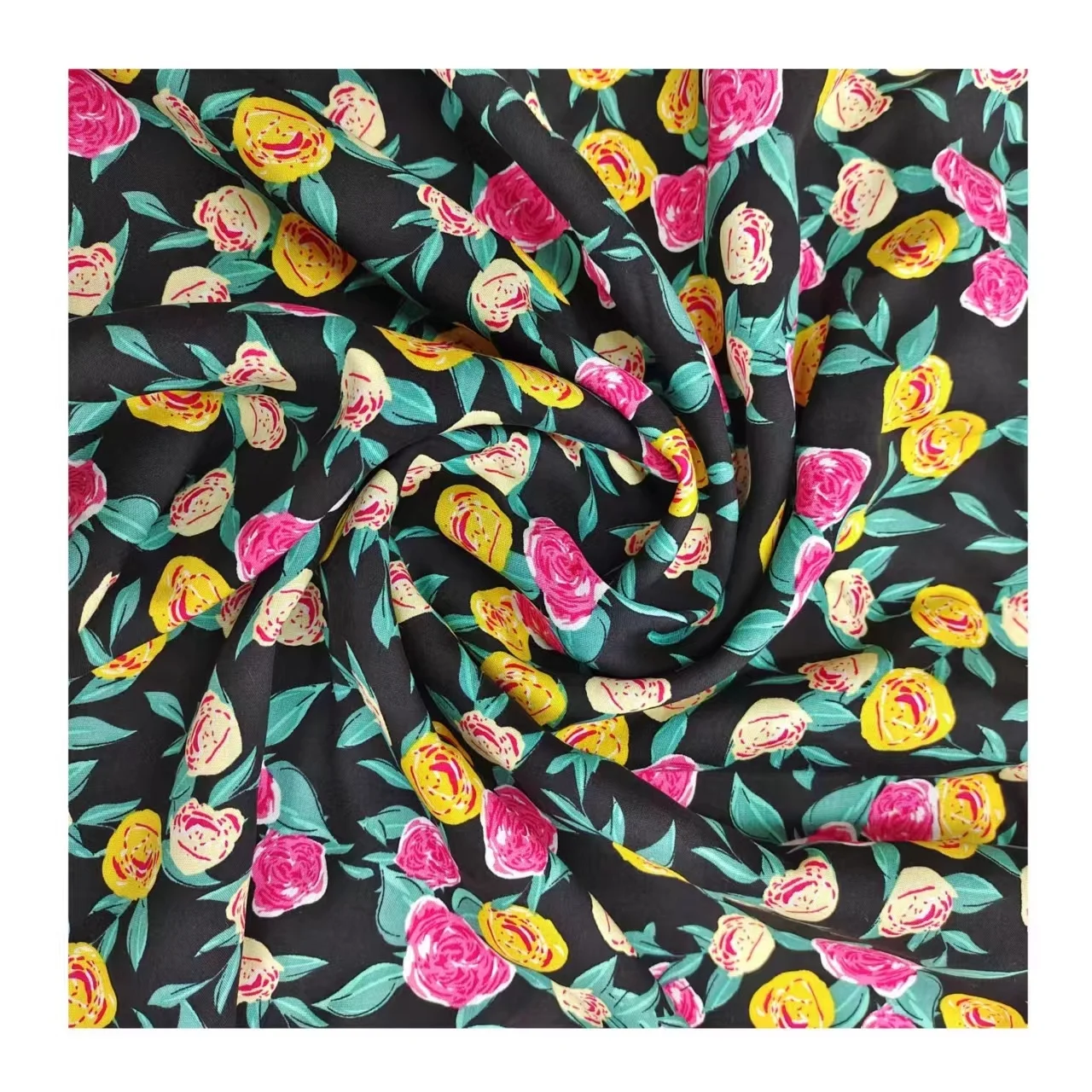 viscose rayon fabric 100% rayon viscose Woven printed Fabric floral spun rayon challis flower fabric for dress