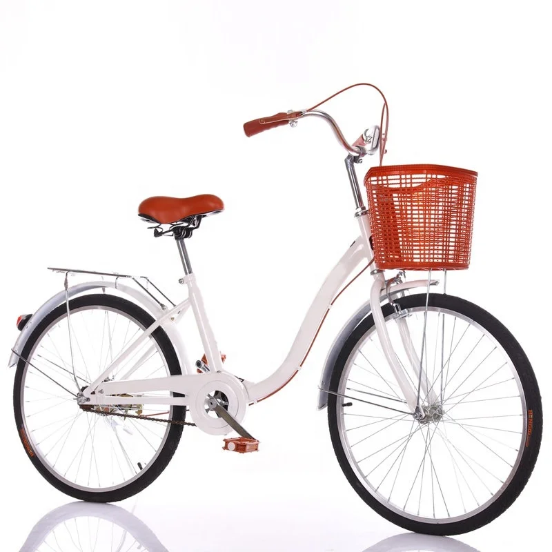 26 Inch Single Speed Sports Green Life Classic Touring Retro Adult Ladies Aluminium Bicycle City Bike With Basket