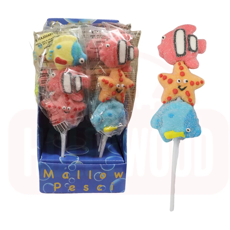 Holeywood 3D 33g Marshmallow String Lollipop Marine Animal Combination Multi-Color Fruit Flavored Sweet Halal Candy Box