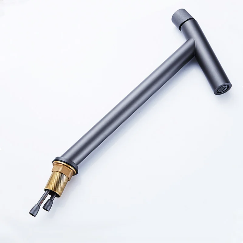 Matte Black Brass Basin Water Tap Basin Faucet Bathroom Tall Copper Cold +hot Water Mixer Single Handle Metered Faucets Chrome