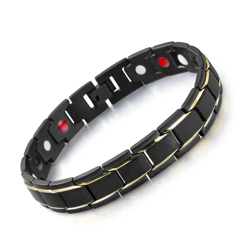 New Hot Sale 12MM Four-in-one Magnet Anti-Fatigue Quantum Energy Titanium Steel Bracelet for Magnetic Therapy