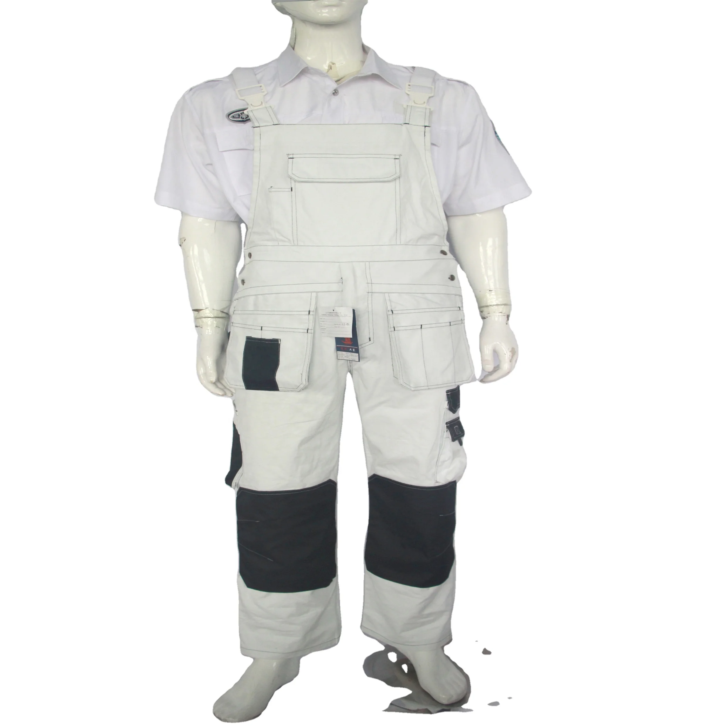painters plus  white bib pant brace trouser work bib pant work brace pants for men