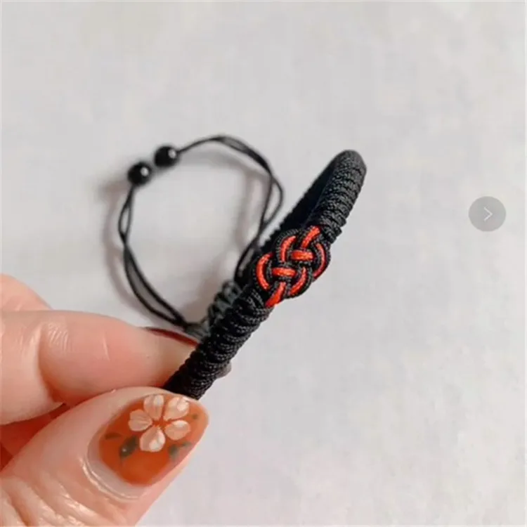 Handmade Cotton Braided Explosive Red Rope Bracelet Hand-Woven Adjustable Double-knot Bracelet For Men And Women