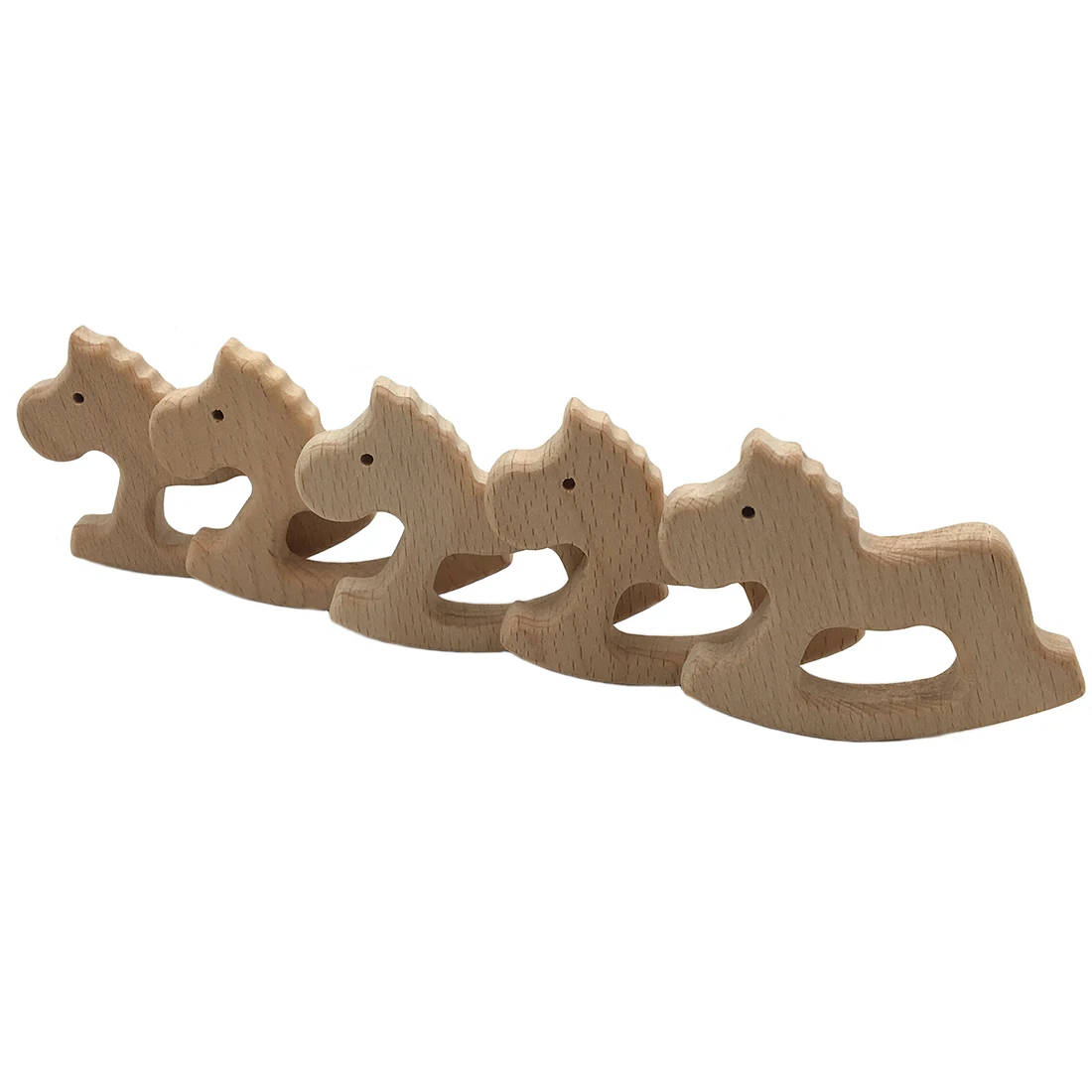 Wholesale Animal Shape Cute Cartoon Pattern Teether Diy Pendant Baby Toy Horse Wooden Teether