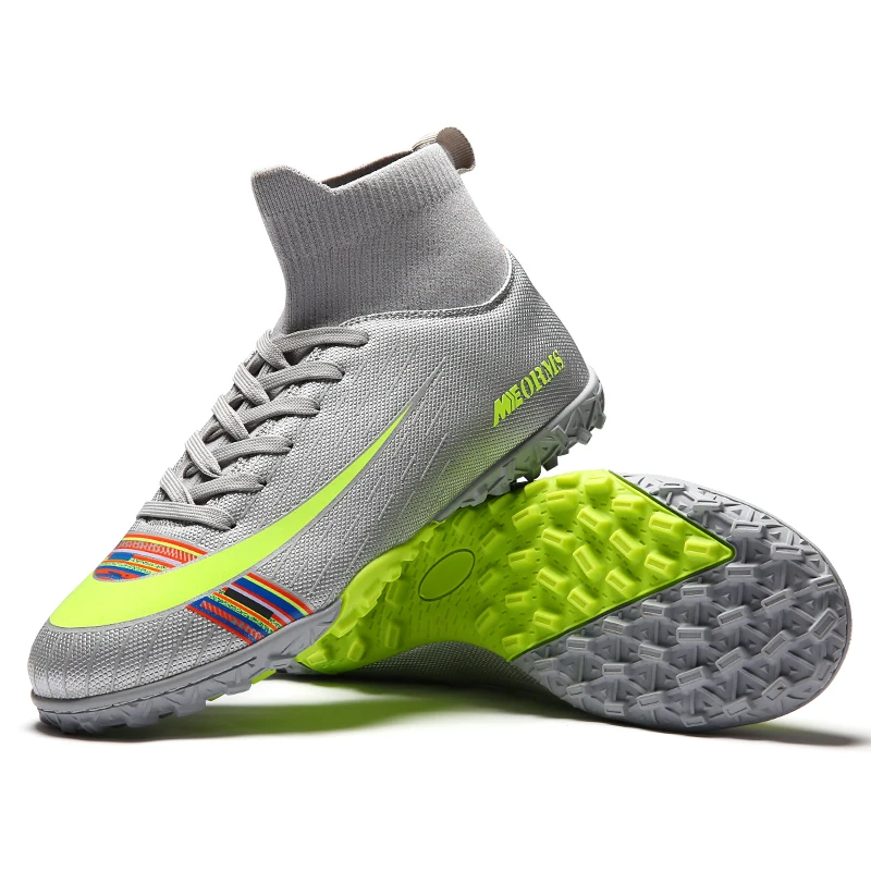 Factory OEM High Ankle Soccer Boots Sports Shoes for Men Football Boots Quality Cheap Outdoor PU Rubber Soccer Shoes Size 10 RTS