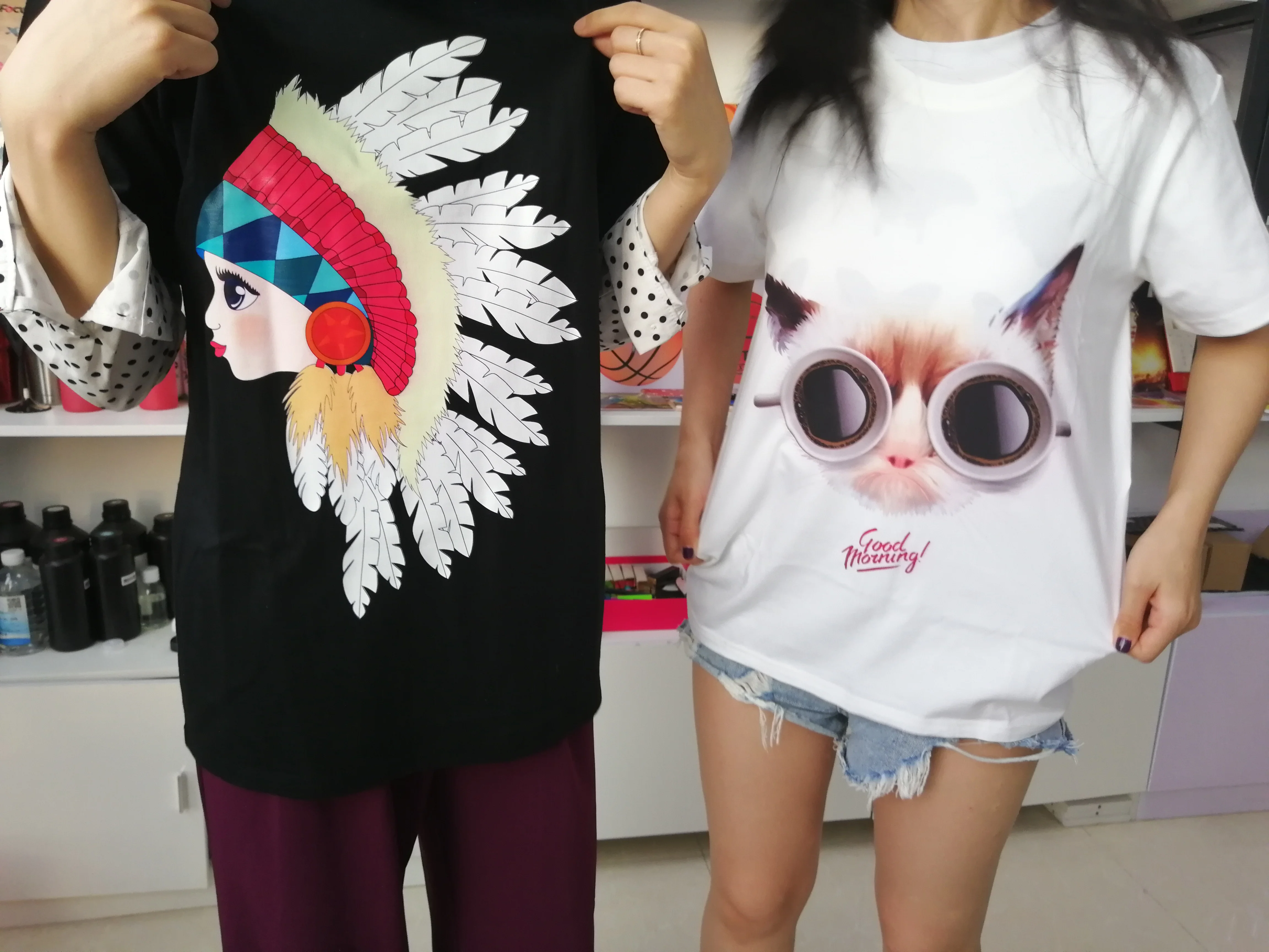 Print on multiple fabric types personalized custom t shirt printing machine