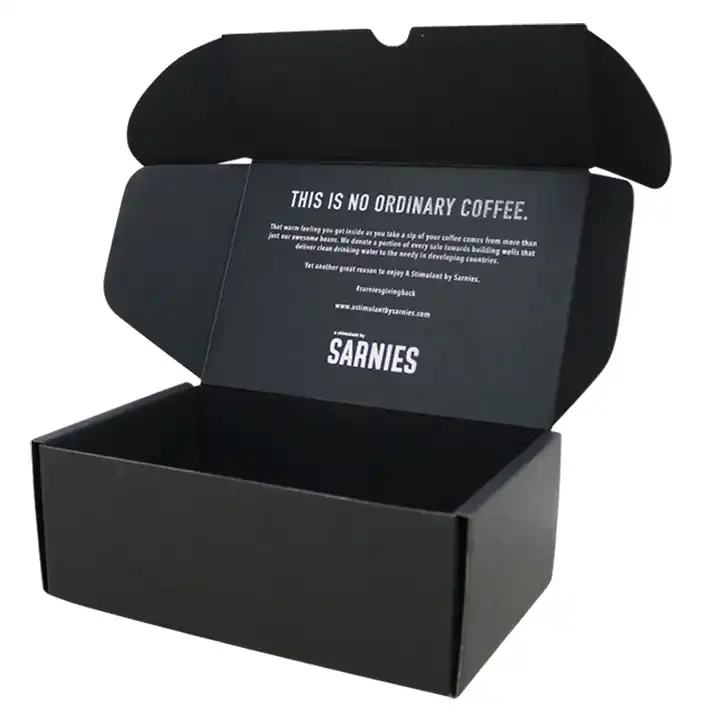 Custom biodegradable recyclable black  paper packaging corrugated mailer box for apparel