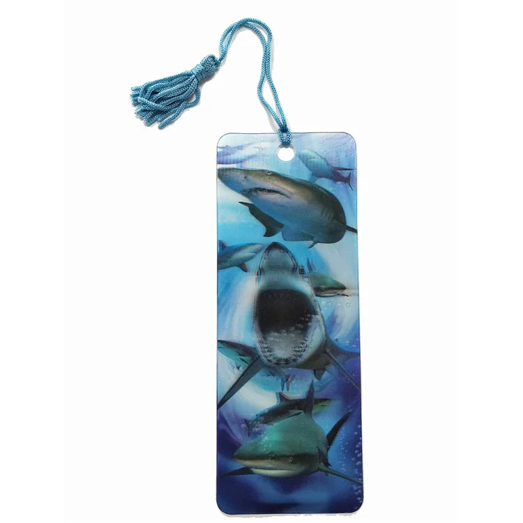 Custom promotional gift set anime stationery 3d animal lenticular shape plastic bookmark 3d flip bookmarks With Tassel
