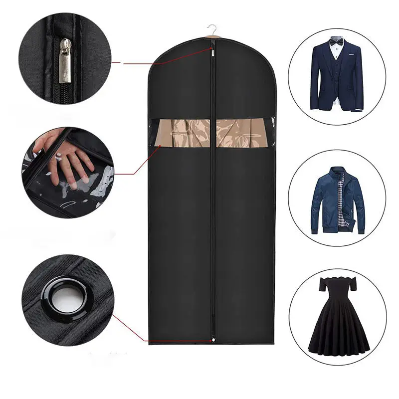 Personalized Logo Custom Garment Bags Coats Package Heavy Duty Non Woven Garment Bag Dress Dust Suit Cover Bag for Clothes