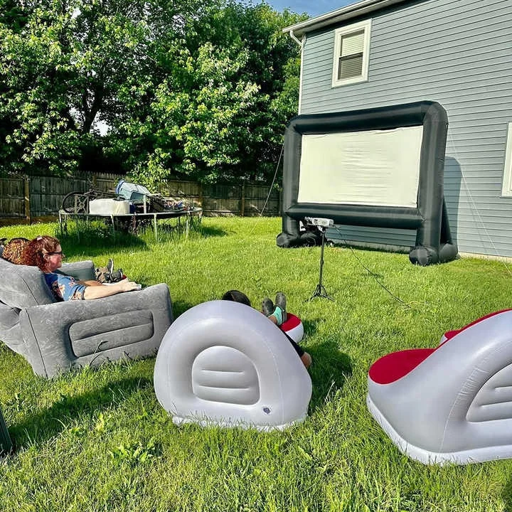 Large Inflatable Tv Movie Screen Projector Foldable Portable Outdoor Stand Yard Projector Screen Cinema With Inflatable Chair