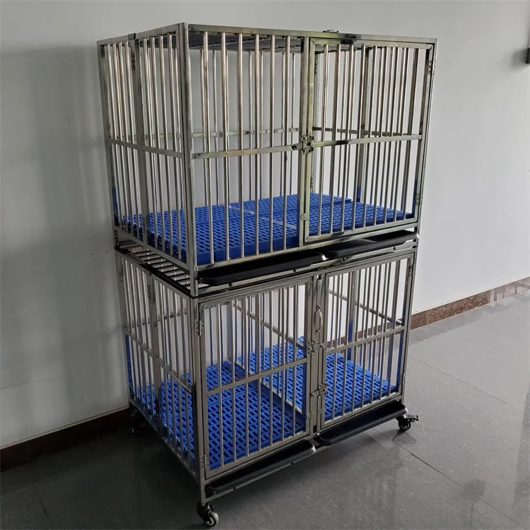 Double layer steel three doors high quality commercial dog cage foldable luxury heavy duty pet dog kennels cage