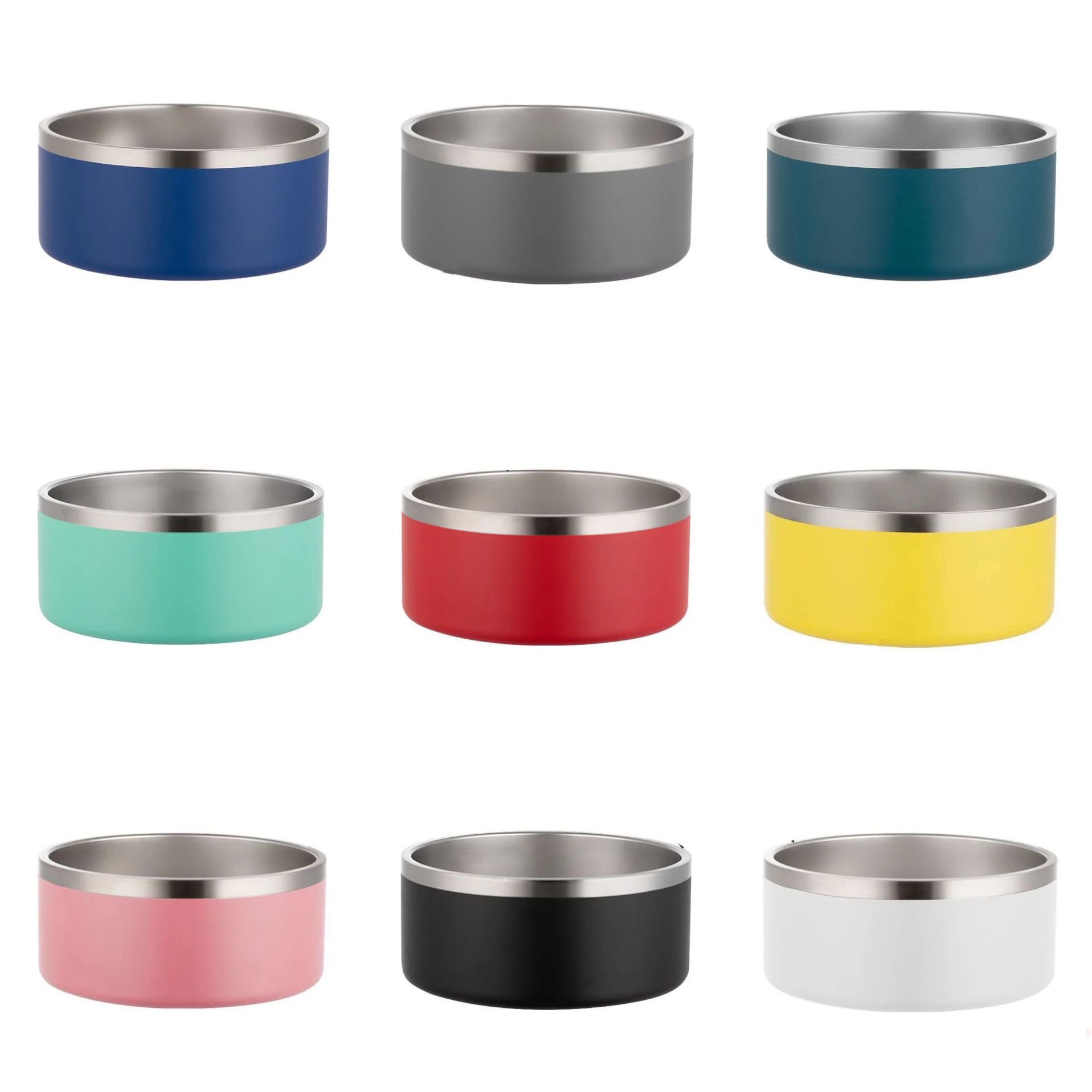 Manufacturer oem multi-colors Double Walled Non-Slip 304 Stainless Steel  pet dog bowl Pet Feeding 100oz