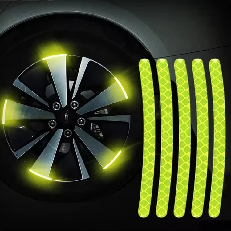 3D Car Tire Wheel Hub Ring Sticker Motor Auto Outdoor Custom Logo Reflector Car Wheel Rim Warning Reflective Stickers