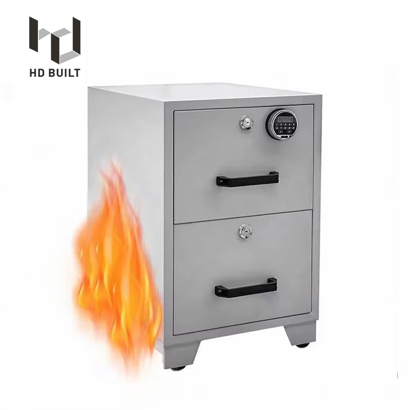 High-end 2 tier Fireproof Safe Two Drawers Resistant Fire Filing Cabinets