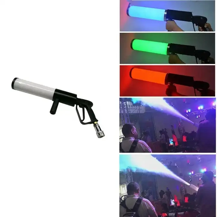 Handheld LED co2 gun stage dry ice gun co2 jets machine with RGB dj lights for wedding parties