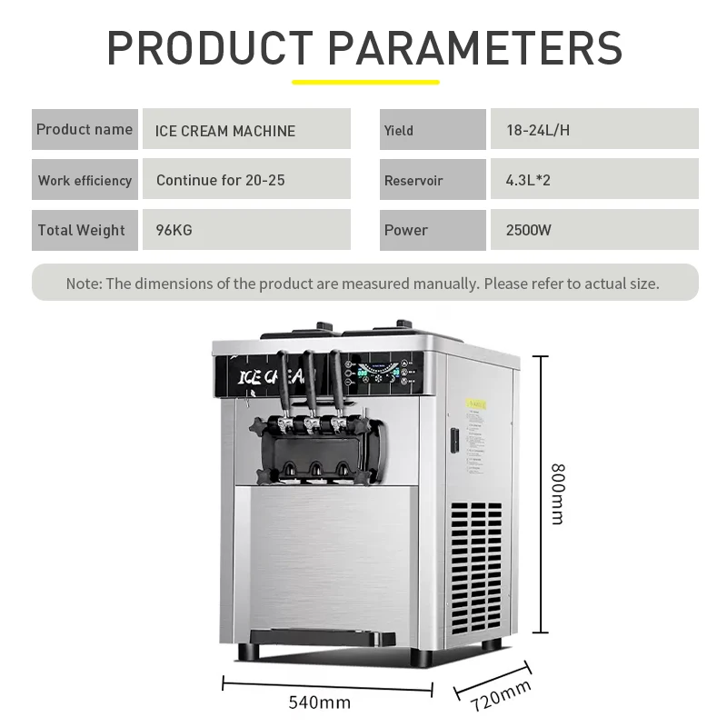 Desktop ice cream machine three flavors intelligent touch with display makes ice cream commercially