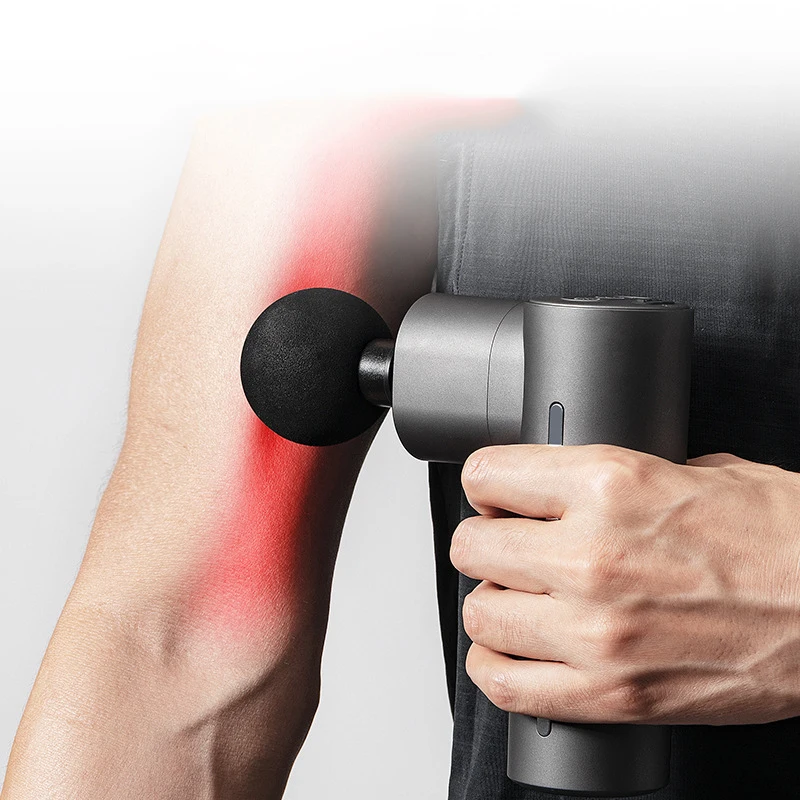 Heated Massage Gun Mini White Handheld Deep Tissue Percussion Massager Gun with Heat and Cool Head for Pain Relief