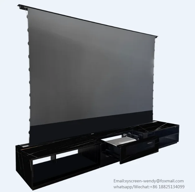 XYScreen motorized laser tv cabinet 120 inch ALR UST Floor Rising projector Smart Cabinet