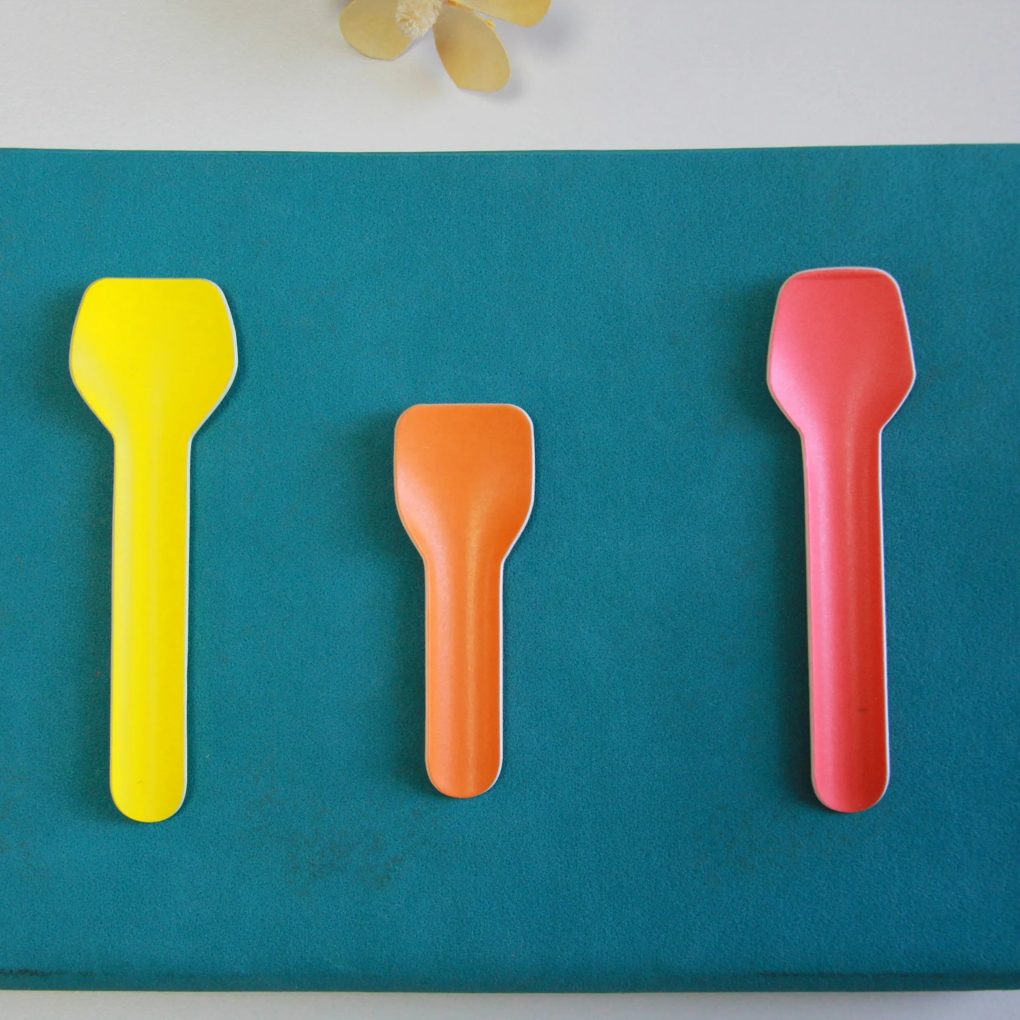 Custom Printed Ice Cream Green Color Paper Spoon for Baby Food