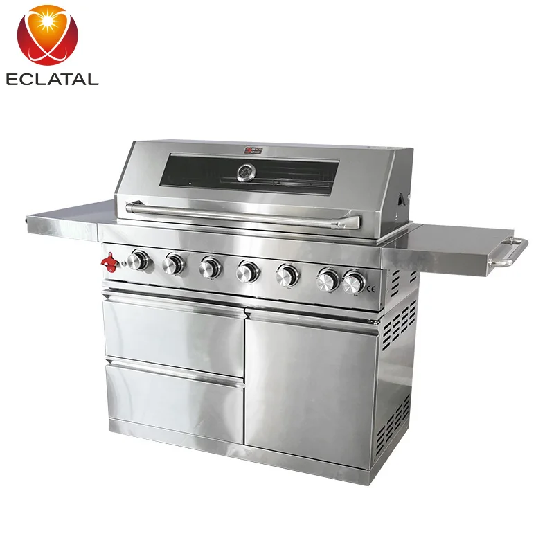 Modern Camping Trolley Stainless Steel Barbecue Grill Outdoor Portable BBQ Gas Grill