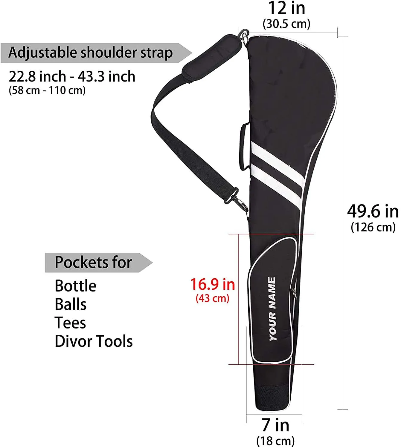 Height Lightweight Customized Design Travel Golf Sunday bag Pencil Golf Club Travel Bags for Women Men Golf