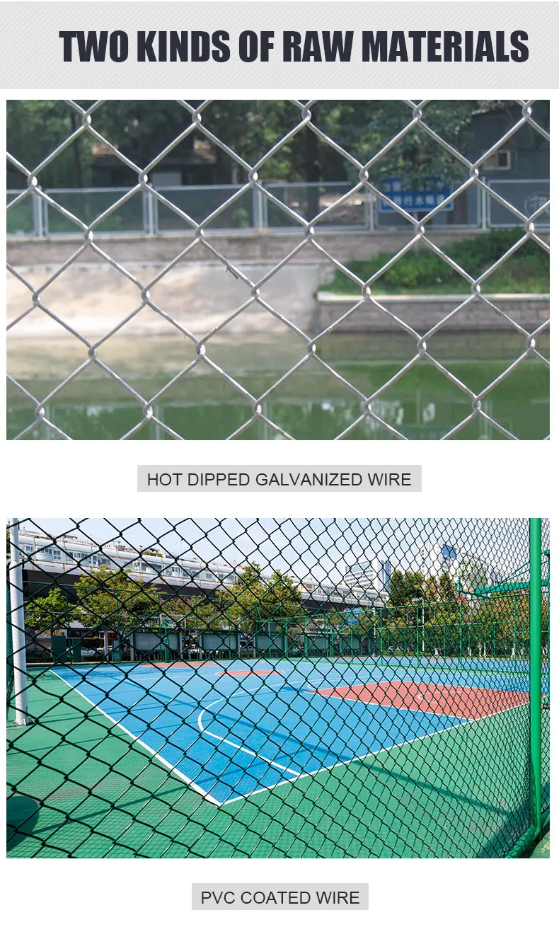 Residential pvc coated chain link fence Seaside fence zinc coated diagonal wire mesh Sports field woven stadium fence  