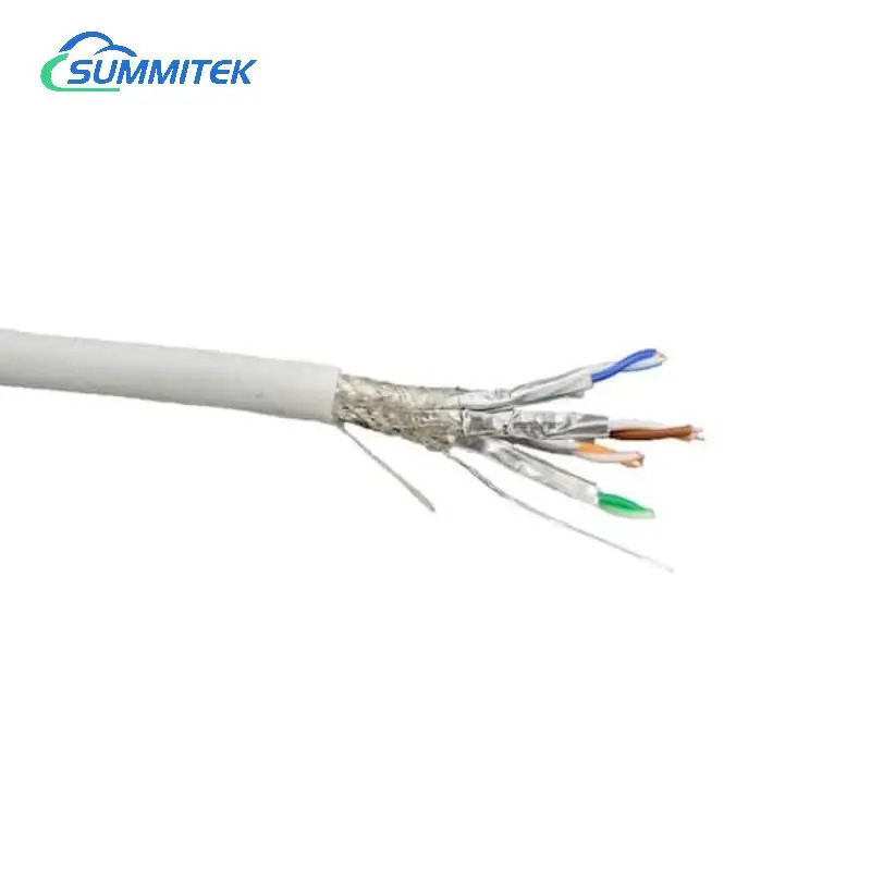 Indoor S/FTP SFTP CAT7 Lan Cable 23AWG 0.57mm Solid Copper OEM Category7 Double Shielded PVC CM CMR 4p twist pair 305m 1000ft