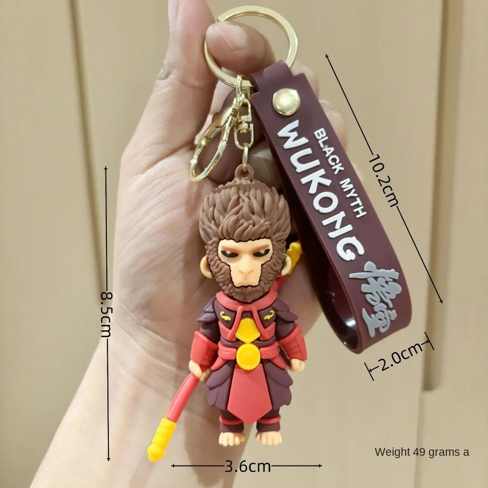 Lawingift Cheap 3D Silicone Wukong Keychain Gift Accessories Black Myth Wukong Pendant Rubber Charm Monkey King Key Rings Chains