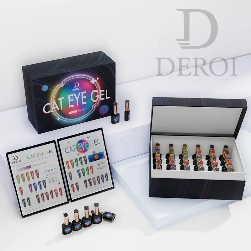 Super Popular 36colors Collection Crystal Cat Eyes Rubber Base Cat Eye Gel Polish Set Box OEM Nail Polish Supplies