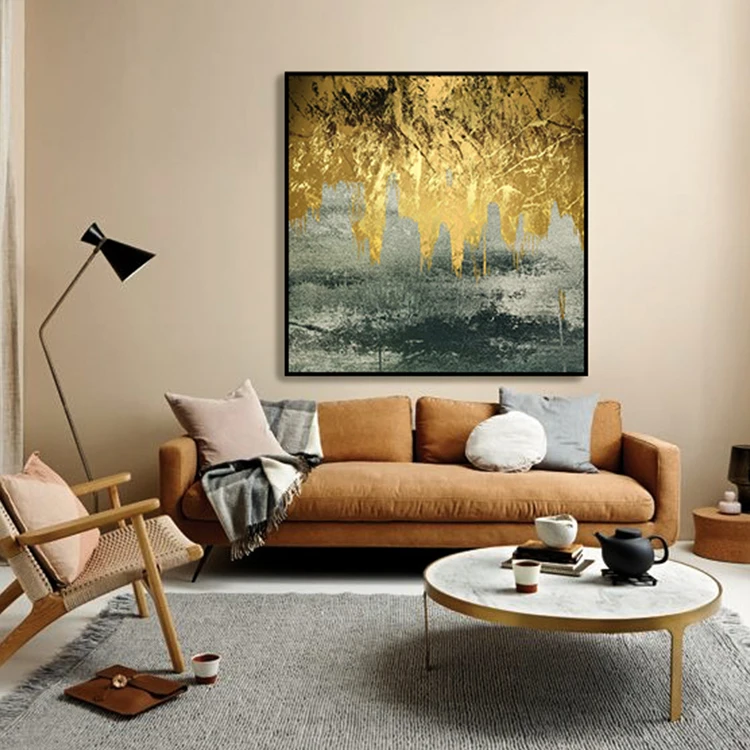Abstract gold foil Oil Painting Handmade Arts on canvas Wall Seascape Stormy  Modern Home Hotel Decor Gifts Crafts