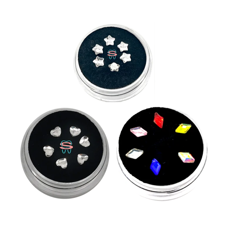 Best price Crystal Tooth gems 6 PCS / Box  DIY Teeth gems at home dental jewelry sets hart type teeth gems