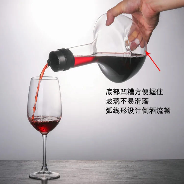 1L Airtight Crystal Glass Wine Aerator Carafe Reusable Lead-Free Decanter with Stainless Steel Lid for Red Wine Wholesale Ready