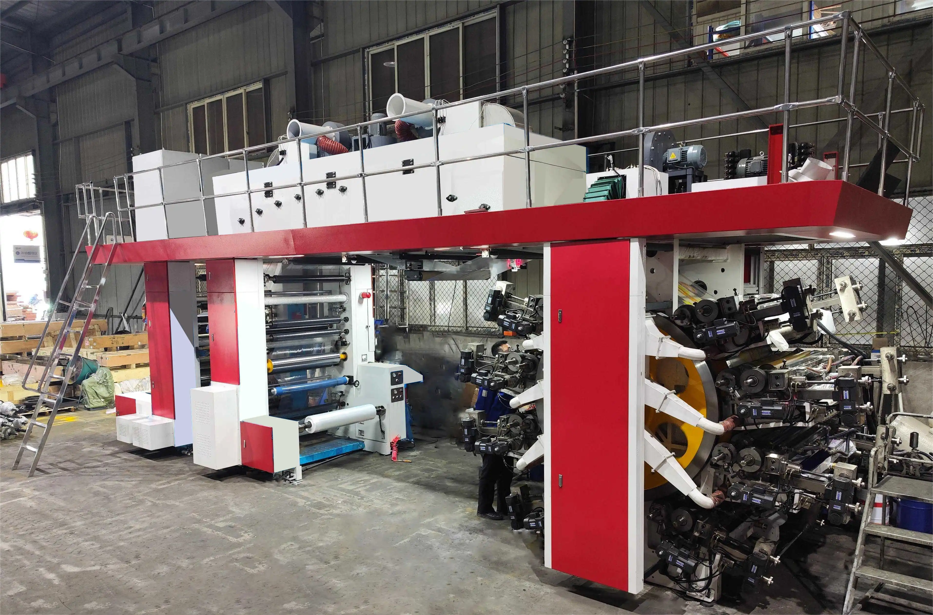 central drum 8 color flexo printing machine Pe / PP / OPP / BOPP /PVC / PET print machine flexo