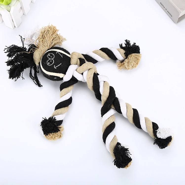 2021 Wholesale New Design durable chew rope dog toy with tennis ball