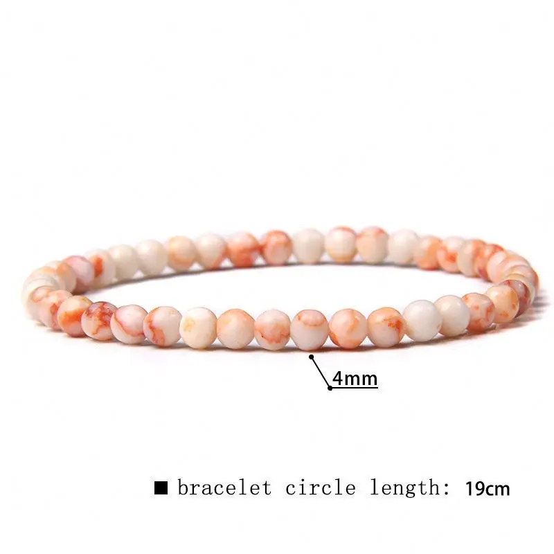 4Mm Natural Agate Stone Beads Energy Charm Bracelet Sterling Silver Small Beaded Bracelets Men