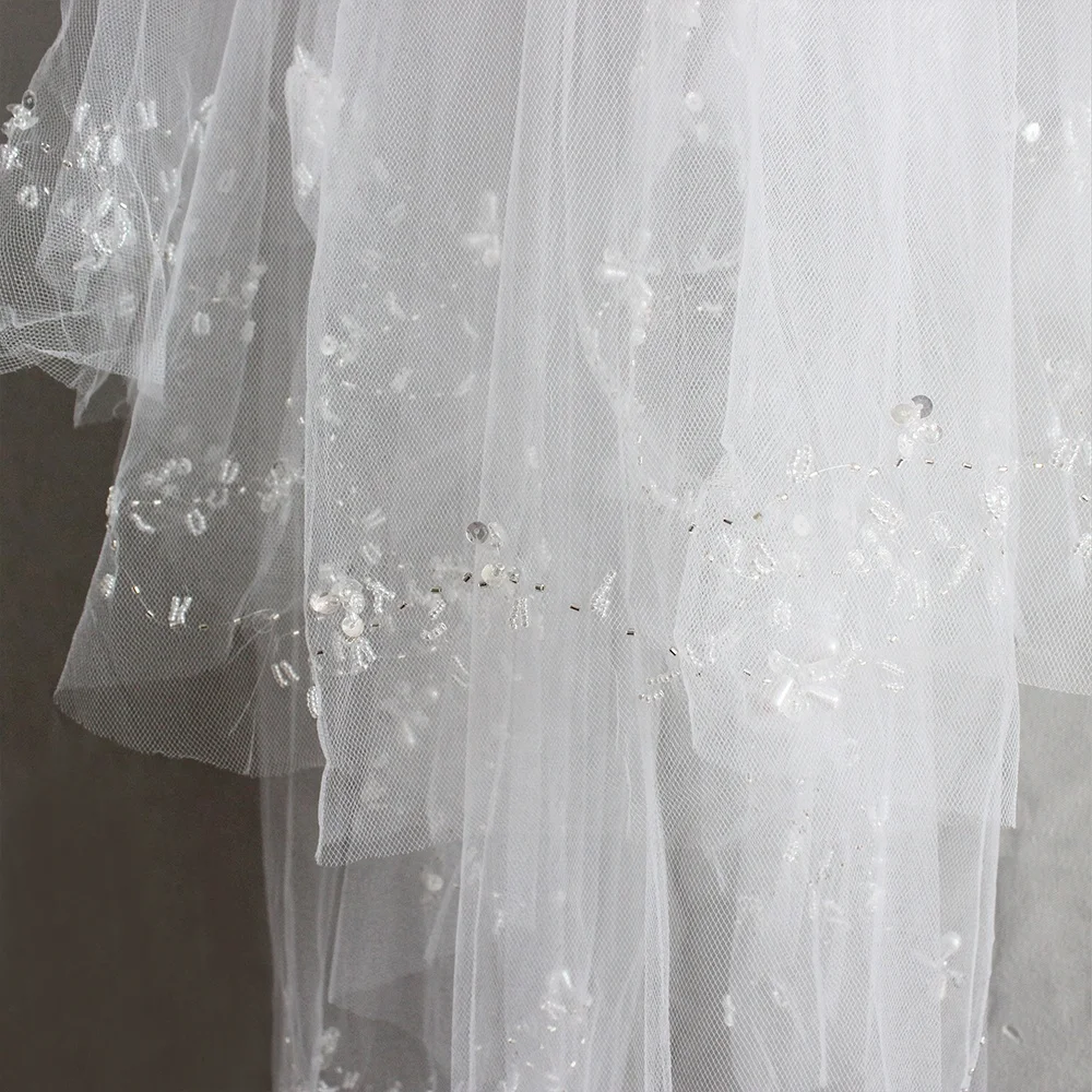 white tulle fabric bridal wedding veil glitter