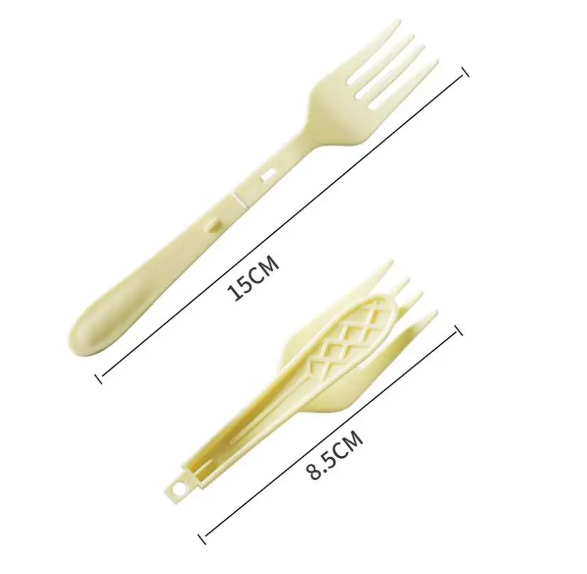 Disposable folding plastic fork and spoon spork