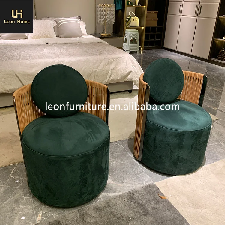 Elegant Classic Design Luxury Style Green Nubuck Fabric Leisure Chair Modern Living Room