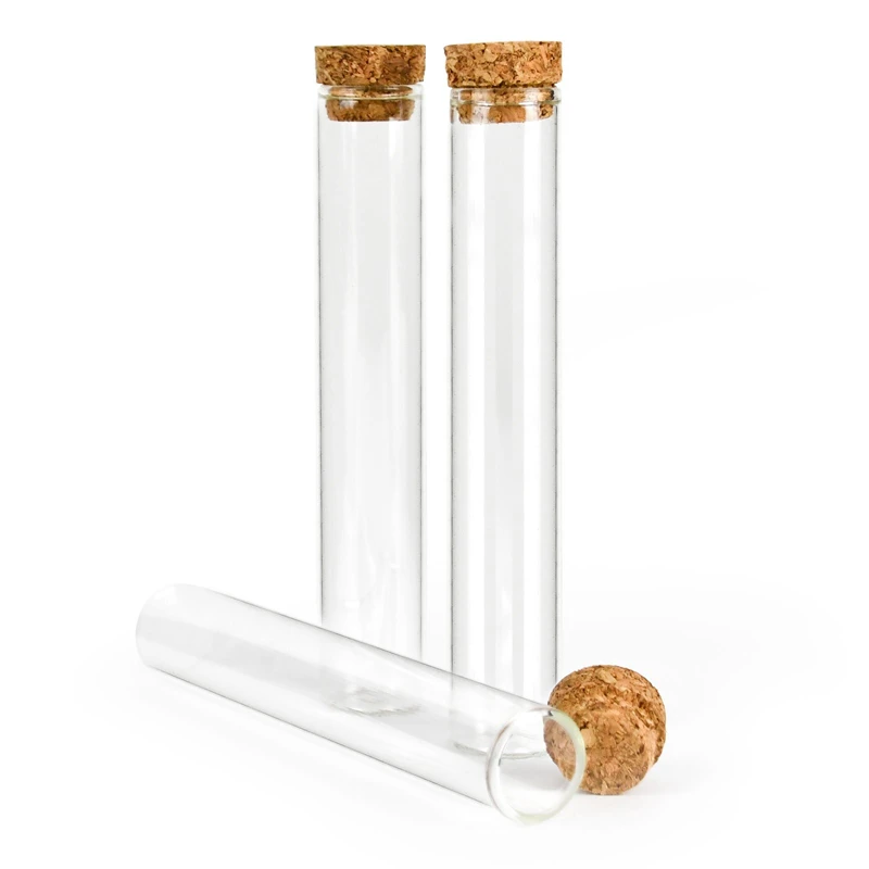 Airtight glass vials high borosilicate 125mm glass tube test glass tube with cork
