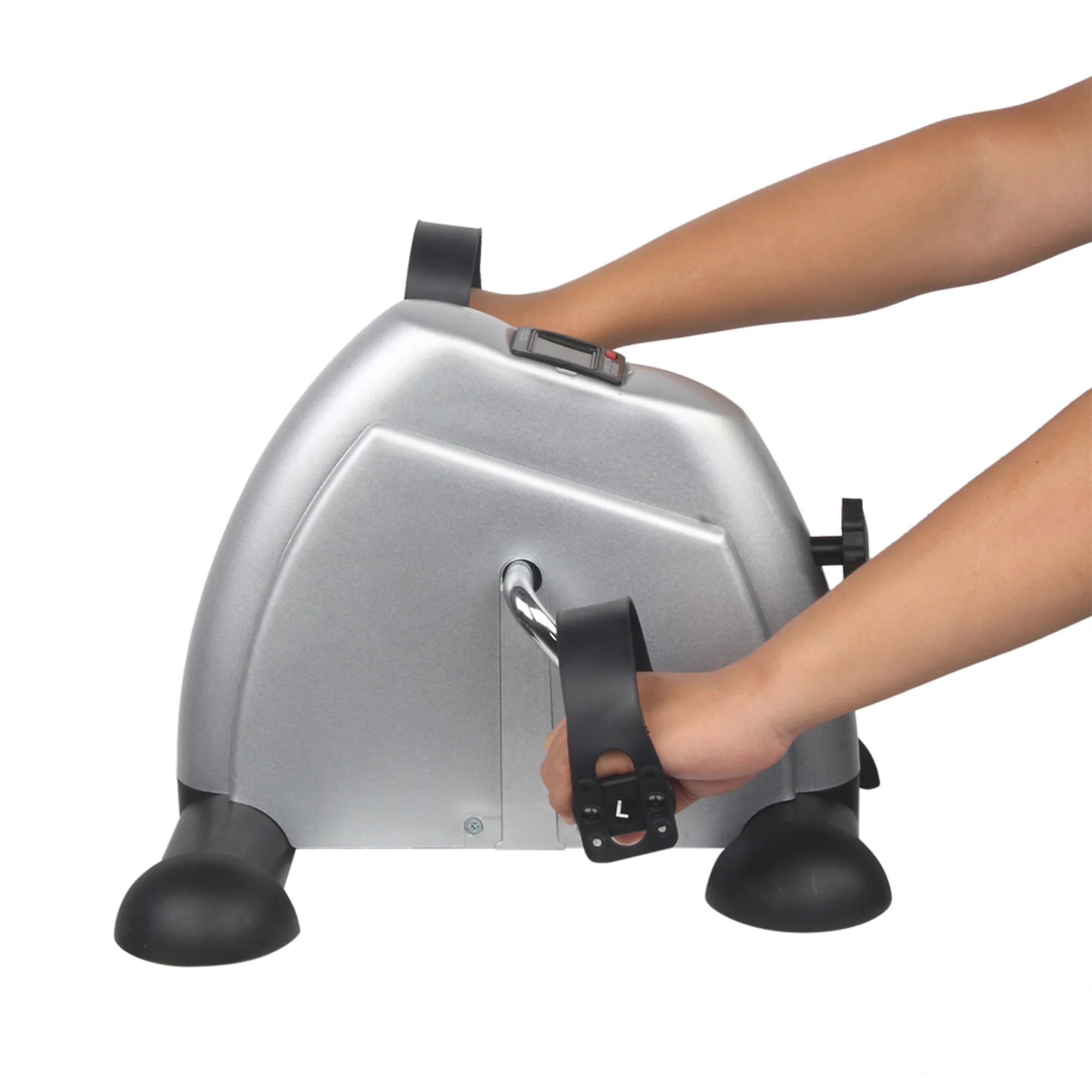 Home Use Silver Fitness Equipment Mini Exercise Bike with LCD Display Ribbon Control Sports Machine